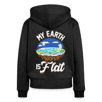 flat earth global lockdown the conspiracy - Frauen Premium Bio Zip Hoodie - Schwarz - Hinten - Julia (174cm)