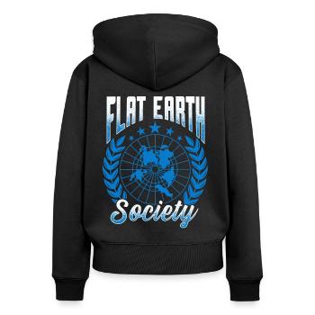 flat earth global lockdown the conspiracy - Frauen Premium Bio Zip Hoodie - Schwarz - Hinten - Julia (174cm)