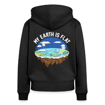 flat earth global lockdown the conspiracy - Frauen Premium Bio Zip Hoodie - Schwarz - Hinten - Julia (174cm)