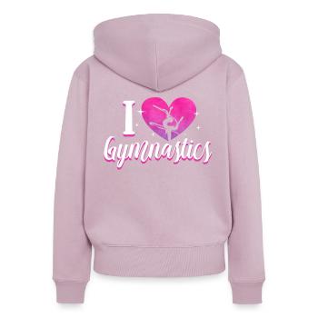 i love gymnastics clothes - Frauen Premium Bio Zip Hoodie - Altrosa - Hinten - Julia (174cm)