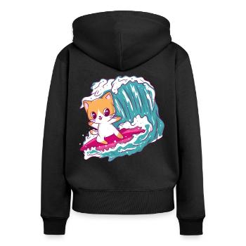 Anime Surfing Kids Kiteboard Surf Kitesurfer - Frauen Premium Bio Zip Hoodie - Schwarz - Hinten - Julia (174cm)