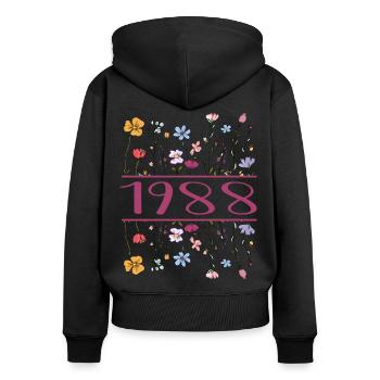1988 Legendär Seit 1988 Geburtstag 1988 Frauen - Frauen Premium Bio Zip Hoodie - Schwarz - Hinten - Julia (174cm)