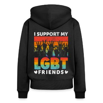 LGBT Friends - Women's Premium Organic Zip Hoodie - black - Back - Julia (174cm)