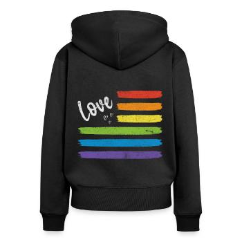 Love LGBT Flagge - Frauen Premium Bio Zip Hoodie - Schwarz - Hinten - Julia (174cm)