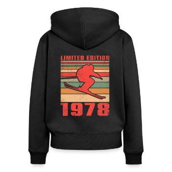 Ski Skifahrer Skifahrerin Sport Geburtstag 1978 - Frauen Premium Bio Zip Hoodie - Schwarz - Hinten - Julia (174cm)