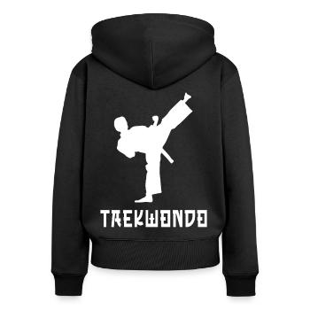 Taekwondo - Sweat à capuche zippé Premium bio Femme - noir - Dos - Julia (174cm)
