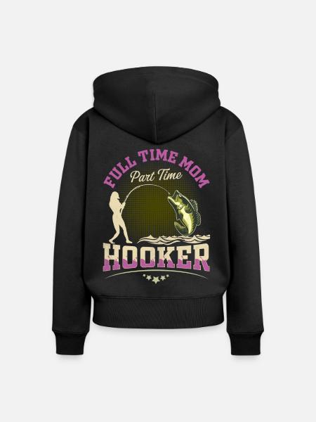 Vollzeit Mama Teilzeit Hook - Frauen Premium Bio Zip Hoodie - Schwarz
