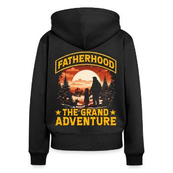 Vaterschaft das große Abenteuer - Frauen Premium Bio Zip Hoodie - Schwarz - Hinten - Julia (174cm)