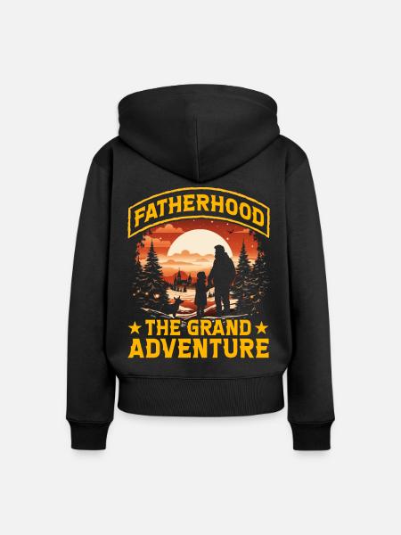 Vaterschaft das große Abenteuer - Frauen Premium Bio Zip Hoodie - Schwarz