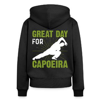 Großer Tag für Capoeira - Frauen Premium Bio Zip Hoodie - Schwarz - Hinten - Julia (174cm)