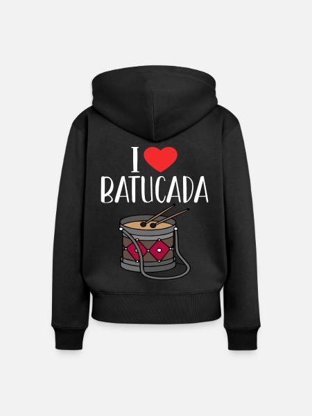 Batucada-Trommel-Humor - Frauen Premium Bio Zip Hoodie - Schwarz