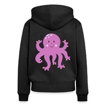 Pieuvre pieuvre pieuvre - Sweat à capuche zippé Premium bio Femme - noir - Dos - Julia (174cm)