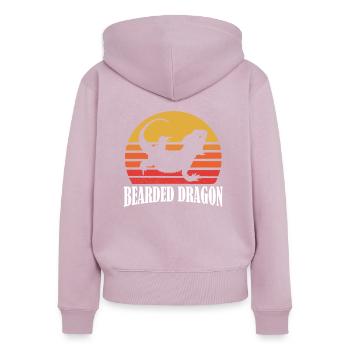 Dragon barbu - Sweat à capuche zippé Premium bio Femme - rose poudré - Dos - Julia (174cm)