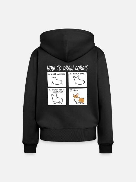 corgi - Frauen Premium Bio Zip Hoodie - Schwarz