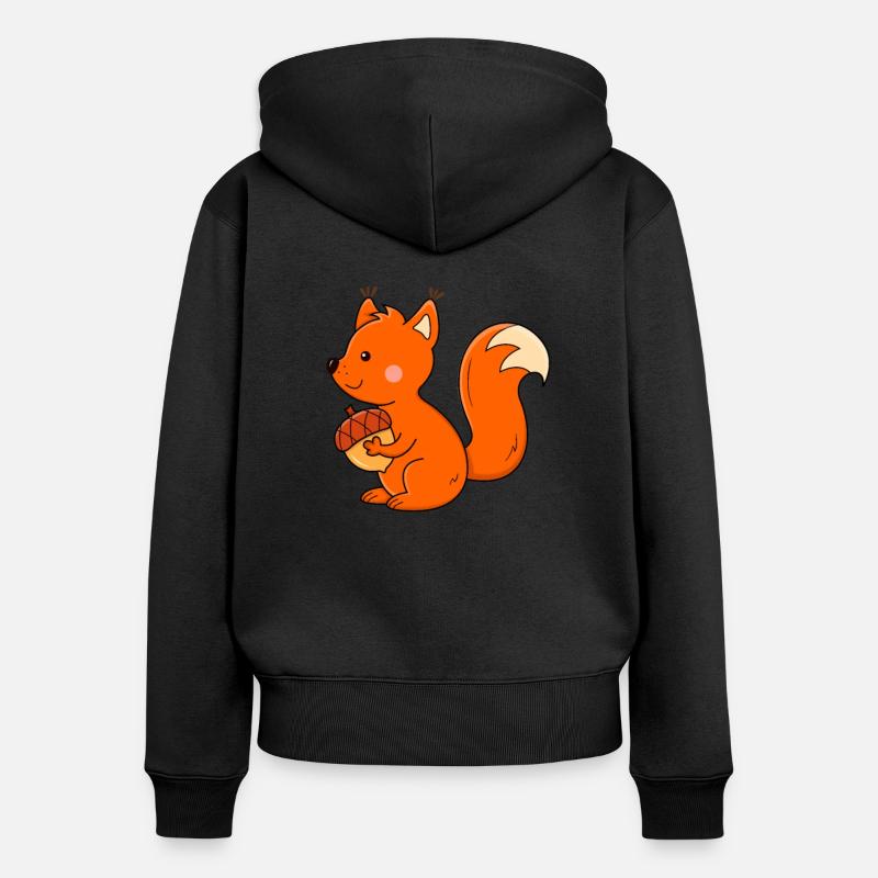 Eichhörnchen Kinder - Frauen Premium Bio Zip Hoodie - Schwarz