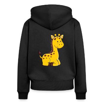 Giraffe cute giraffe drawing - Women's Premium Organic Zip Hoodie - black - Back - Julia (174cm)