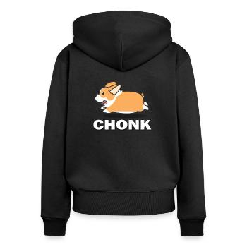 Corgi - Frauen Premium Bio Zip Hoodie - Schwarz - Hinten - Julia (174cm)