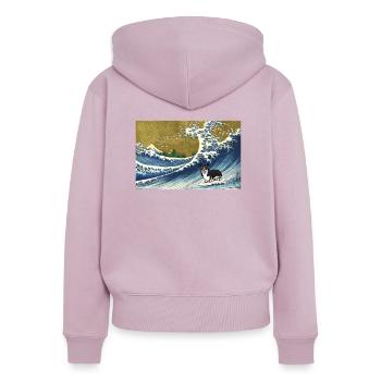 Corgi - Frauen Premium Bio Zip Hoodie - Altrosa - Hinten - Julia (174cm)