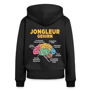 Jongleur - Frauen Premium Bio Zip Hoodie - Schwarz - Hinten - Julia (174cm)