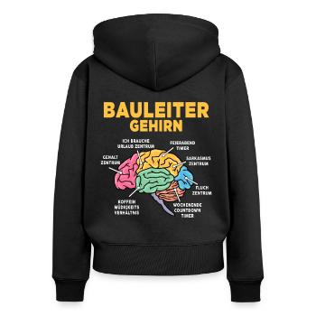 Bauleiter - Frauen Premium Bio Zip Hoodie - Schwarz - Hinten - Julia (174cm)