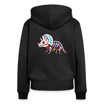 Tricératops - Sweat à capuche zippé Premium bio Femme - noir - Dos - Julia (174cm)