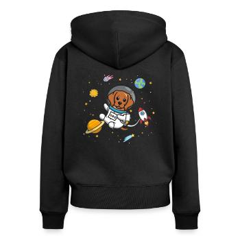 Rhodesian Ridgeback - Frauen Premium Bio Zip Hoodie - Schwarz - Hinten - Julia (174cm)