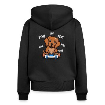 Rhodesian Ridgeback - Frauen Premium Bio Zip Hoodie - Schwarz - Hinten - Julia (174cm)