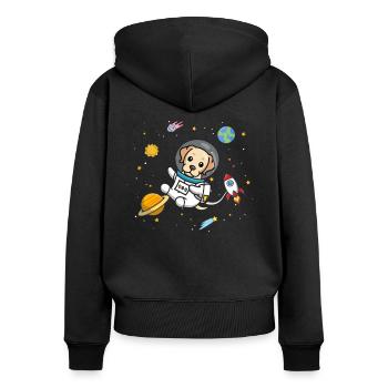 Laboratoire jaune - Sweat à capuche zippé Premium bio Femme - noir - Dos - Julia (174cm)