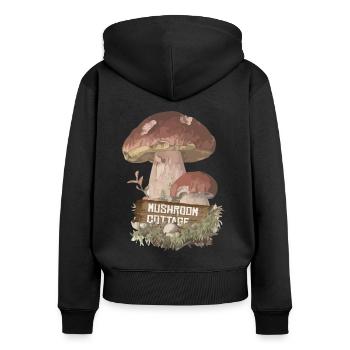 Mushroom Cottage Goblincore Cottagecore Aesthetic - Women's Premium Organic Zip Hoodie - black - Back - Julia (174cm)