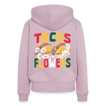 Nachos Mexiko Mexikanisches Gericht Tacos Blumen - Frauen Premium Bio Zip Hoodie - Altrosa - Hinten - Julia (174cm)