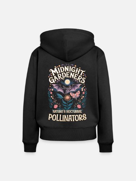 Motten Fledermäuse Nachtbestäuber - Frauen Premium Bio Zip Hoodie - Schwarz