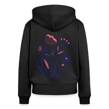 Blumen - Frühling - Sommer - Blüten - Frauen Premium Bio Zip Hoodie - Schwarz - Hinten - Julia (174cm)