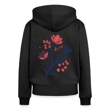 Blumen - Frühling - Sommer - Blüten - Frauen Premium Bio Zip Hoodie - Schwarz - Hinten - Julia (174cm)