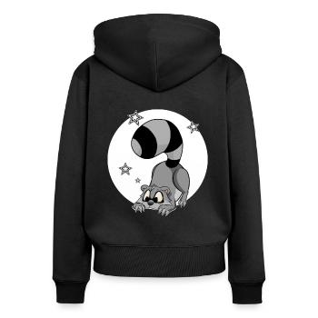 mignon raton laveur, chemise, chemise de couchage, sweat à capuche, bande dessinée - Sweat à capuche zippé Premium bio Femme - noir - Dos - Julia (174cm)
