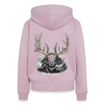 Cernunnos - Frauen Premium Bio Zip Hoodie - Altrosa - Hinten - Julia (174cm)