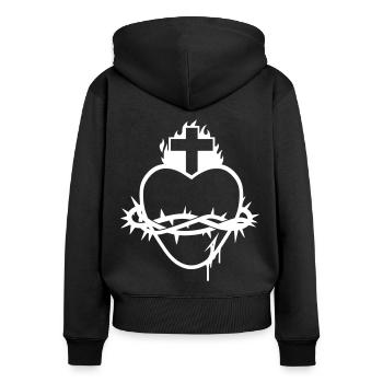 Heiligstes Herz Jesu - Vektor - Frauen Premium Bio Zip Hoodie - Schwarz - Hinten - Julia (174cm)
