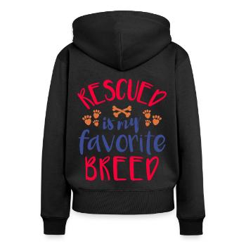 Rescued is my Favorite” - für Tierschützer - Frauen Premium Bio Zip Hoodie - Schwarz - Hinten - Julia (174cm)