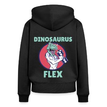 Dinosaurus Flex für Bodybuilder und Fitness im Gym - Frauen Premium Bio Zip Hoodie - Schwarz - Hinten - Julia (174cm)