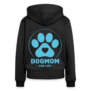 Dog mom for life - Women's Premium Organic Zip Hoodie - black - Back - Julia (174cm)