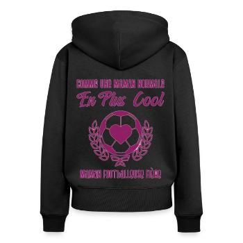 Maman footballeuse humour football cadeau foot - Sweat à capuche zippé Premium bio Femme - noir - Dos - Julia (174cm)