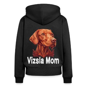 Vizsla Mom - Frauen Premium Bio Zip Hoodie - Schwarz - Hinten - Julia (174cm)