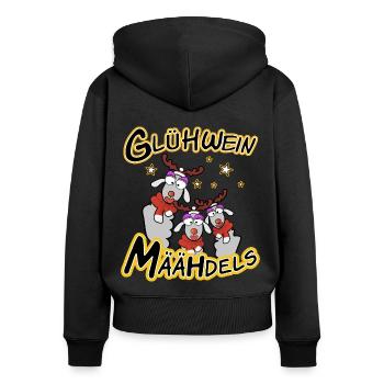 Weihnachtsmarkt Glühwein Määhdels - Frauen Premium Bio Zip Hoodie - Schwarz - Hinten - Julia (174cm)