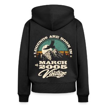 Legends are born in March 2005 - Women's Premium Organic Zip Hoodie - black - Back - Julia (174cm)