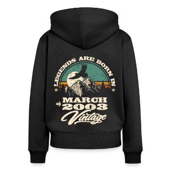 Legends are born in March 2003 - Women's Premium Organic Zip Hoodie - black - Back - Julia (174cm)