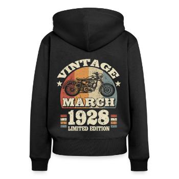 95th birthday - March 1928 - 95 years old - Women's Premium Organic Zip Hoodie - black - Back - Julia (174cm)