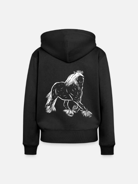 Pferde - Frauen Premium Bio Zip Hoodie - Schwarz