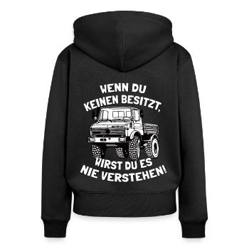 Unimog - 424 427 - Offroad - Universal Motorgerät - Frauen Premium Bio Zip Hoodie - Schwarz - Hinten - Julia (174cm)