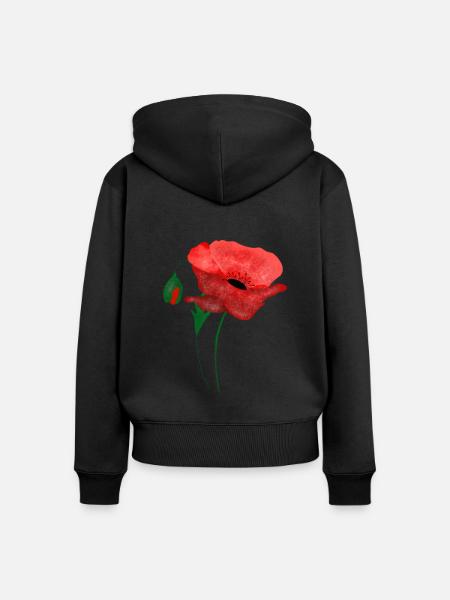 Mohnblüte - Frauen Premium Bio Zip Hoodie - Schwarz