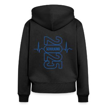 Schulkind 2025 - EKG - Puls - Einschulung - Frauen Premium Bio Zip Hoodie - Schwarz - Hinten - Julia (174cm)