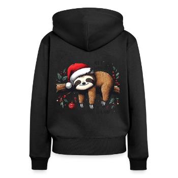 Sloth All I want for Christmas is a nap - Women's Premium Organic Zip Hoodie - black - Back - Julia (174cm)